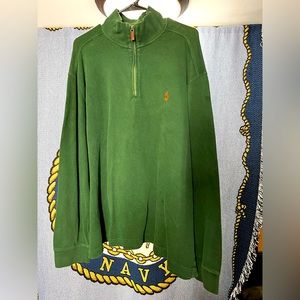 Polo Ralph Lauren Quarter 1/4 Zip Pullover Sweater Mens Large Green cotton XxL